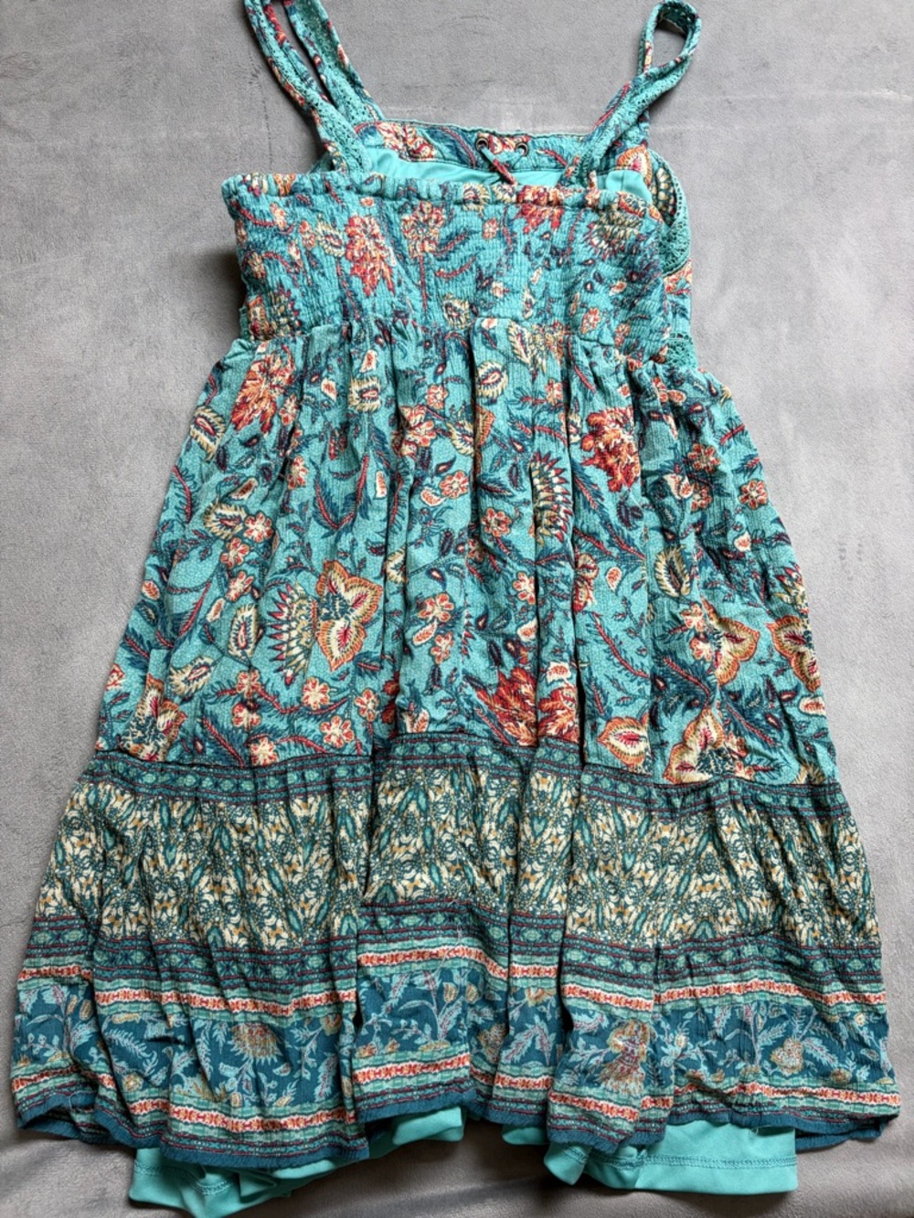 Maurices Boho Floral Sundress Womens Small Blue Paisley Lace Trim Festival Dress - Picture 3 of 16